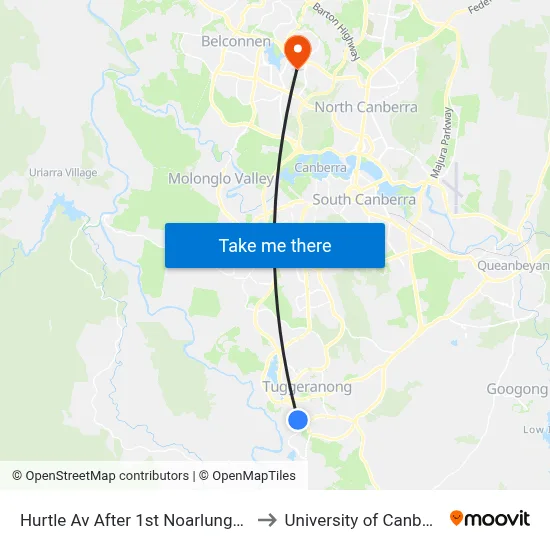 Hurtle Av After 1st Noarlunga Cr to University of Canberra map