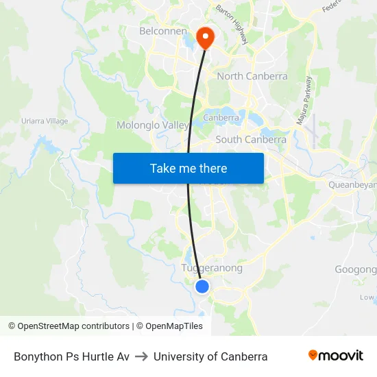 Bonython Ps Hurtle Av to University of Canberra map