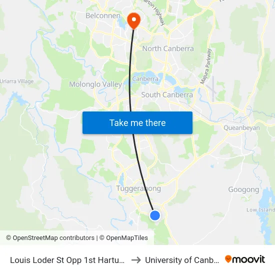 Louis Loder St Opp 1st Hartung Cr to University of Canberra map