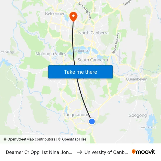Deamer Cr Opp 1st Nina Jones Cr to University of Canberra map