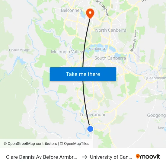 Clare Dennis Av Before Armbruster St to University of Canberra map