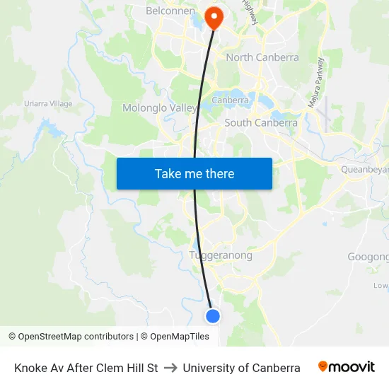 Knoke Av After Clem Hill St to University of Canberra map
