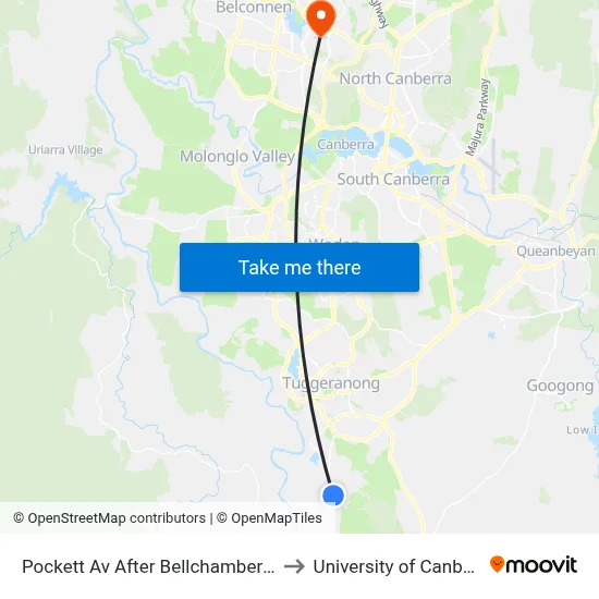 Pockett Av After Bellchambers Cr to University of Canberra map
