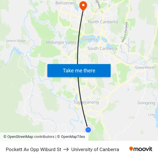 Pockett Av Opp Wiburd St to University of Canberra map