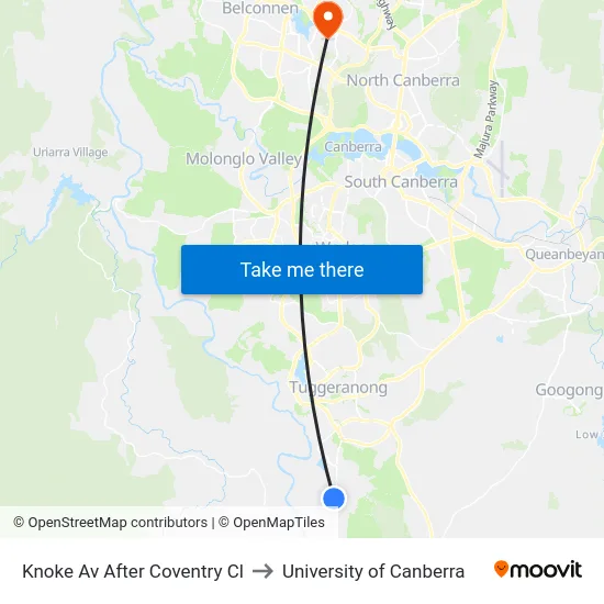 Knoke Av After Coventry Cl to University of Canberra map