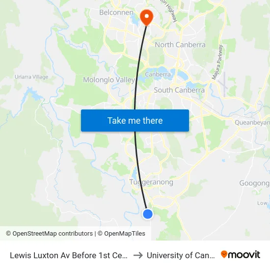 Lewis Luxton Av Before 1st Cerutty Cr to University of Canberra map