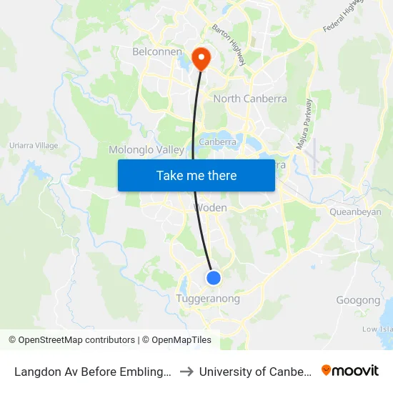 Langdon Av Before Embling St to University of Canberra map