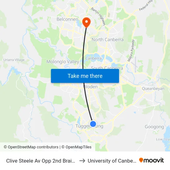 Clive Steele Av Opp 2nd Brain St to University of Canberra map