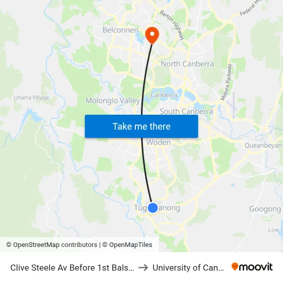 Clive Steele Av Before 1st Balsillie Cr to University of Canberra map