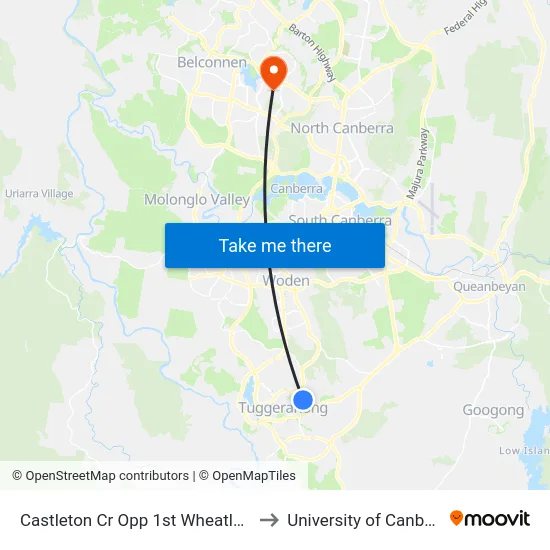Castleton Cr Opp 1st Wheatley St to University of Canberra map