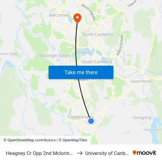 Heagney Cr Opp 2nd Mclorinan St to University of Canberra map
