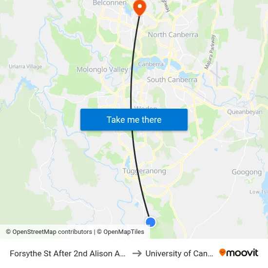 Forsythe St After 2nd Alison Ashby Cr to University of Canberra map