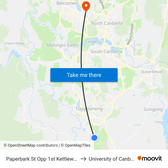 Paperbark St Opp 1st Kettlewell Cr to University of Canberra map