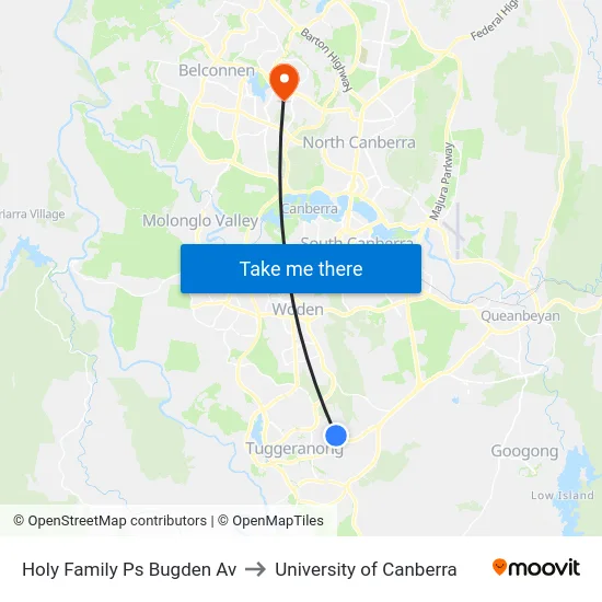 Holy Family Ps Bugden Av to University of Canberra map