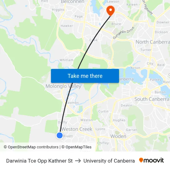 Darwinia Tce Opp Kathner St to University of Canberra map