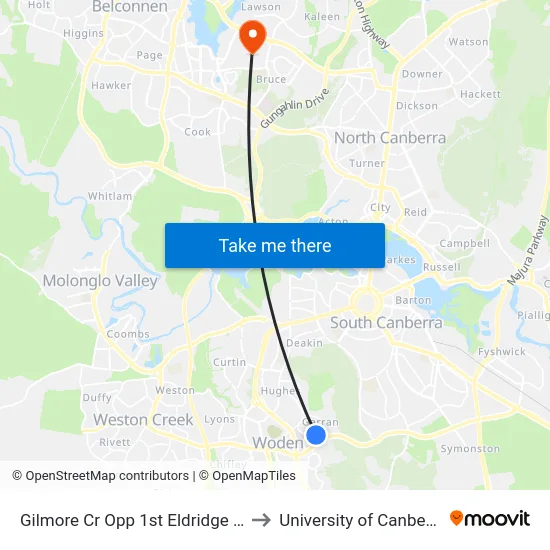 Gilmore Cr Opp 1st Eldridge Cr to University of Canberra map