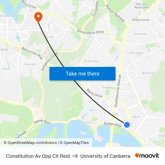 Constitution Av Opp Cit Reid to University of Canberra map