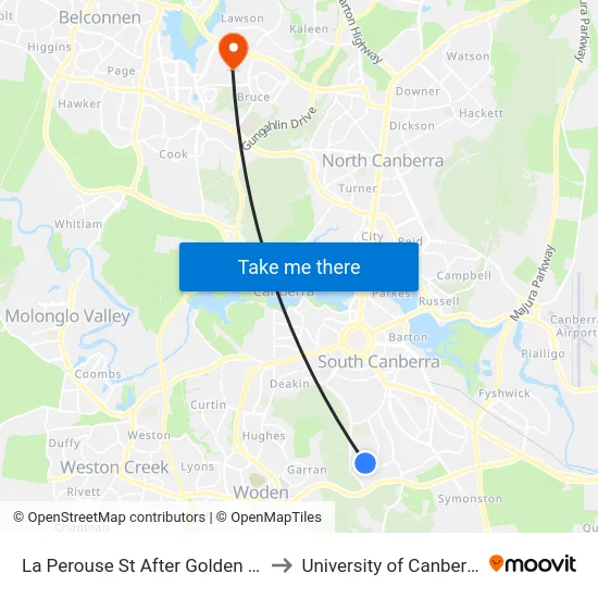 La Perouse St After Golden Gr to University of Canberra map