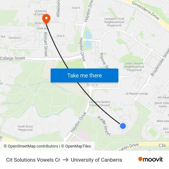 Cit Solutions Vowels Cr to University of Canberra map