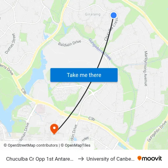 Chuculba Cr Opp 1st Antares Cr to University of Canberra map