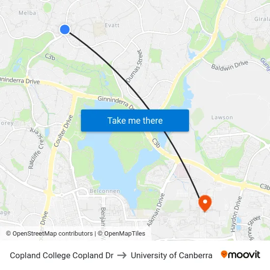 Copland College Copland Dr to University of Canberra map