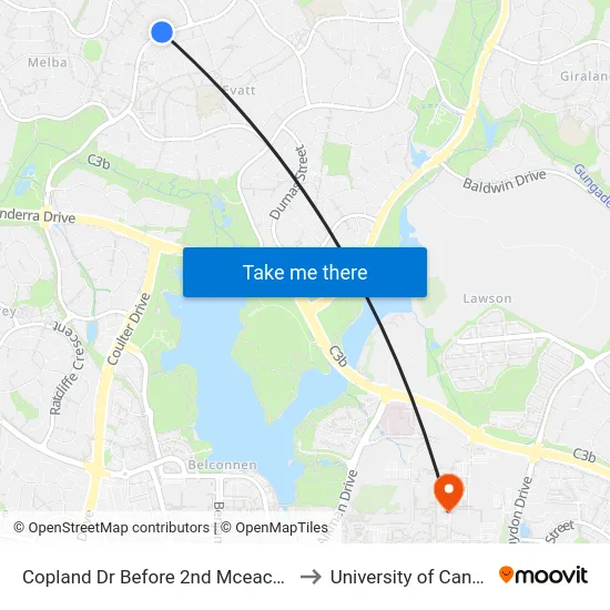 Copland Dr Before 2nd Mceachern Cr to University of Canberra map