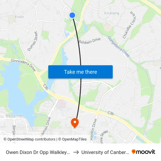 Owen Dixon Dr Opp Walkley Pl to University of Canberra map