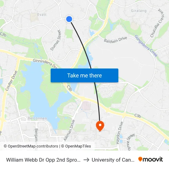 William Webb Dr Opp 2nd Sproule Cct to University of Canberra map