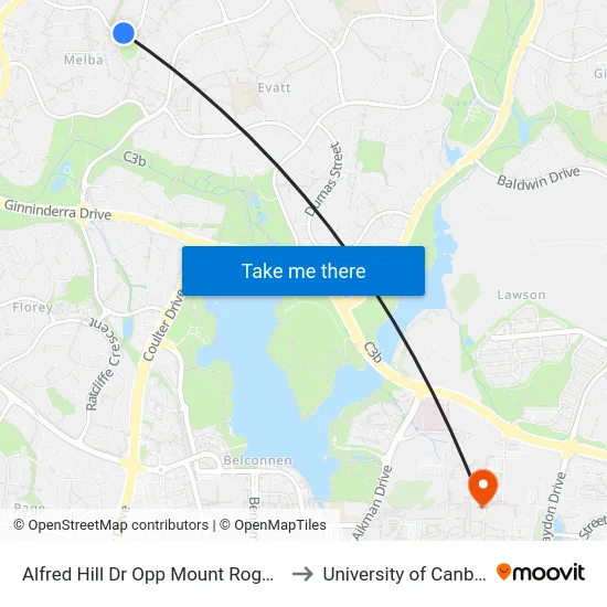 Alfred Hill Dr Opp Mount Rogers Ps to University of Canberra map