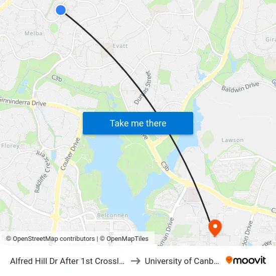 Alfred Hill Dr After 1st Crossley Cl to University of Canberra map