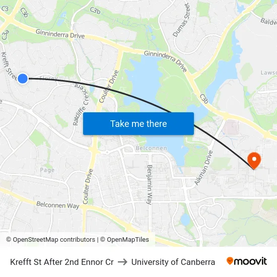 Krefft St After 2nd Ennor Cr to University of Canberra map