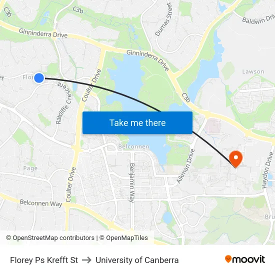 Florey Ps Krefft St to University of Canberra map