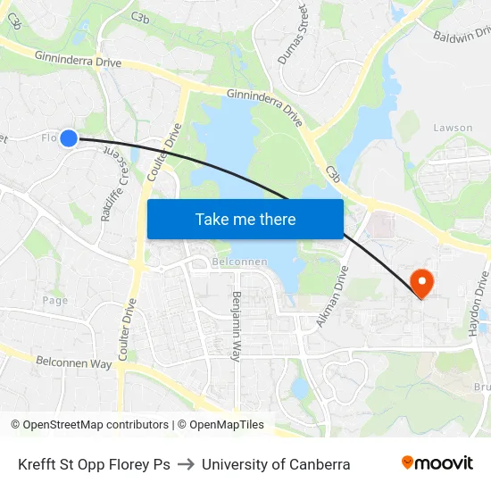 Krefft St Opp Florey Ps to University of Canberra map