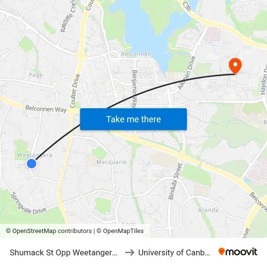 Shumack St Opp Weetangera Ps to University of Canberra map