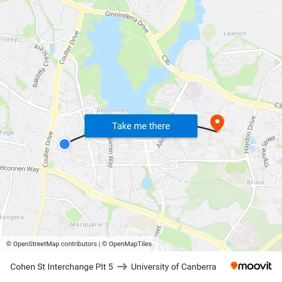 Cohen St Interchange Plt 5 to University of Canberra map