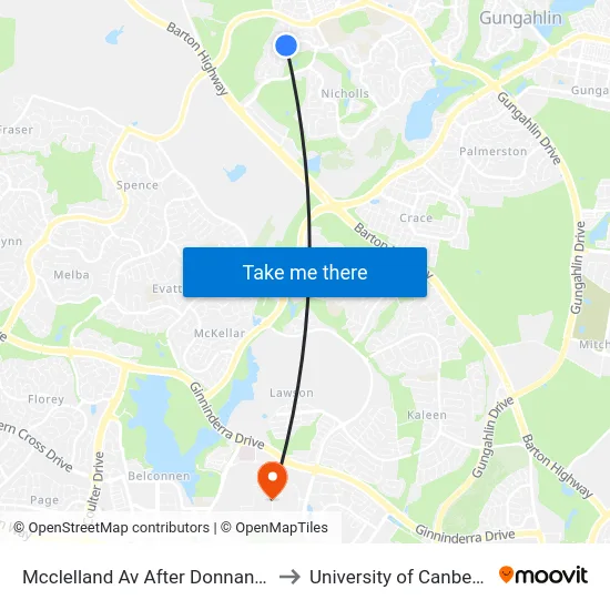 Mcclelland Av After Donnan St to University of Canberra map