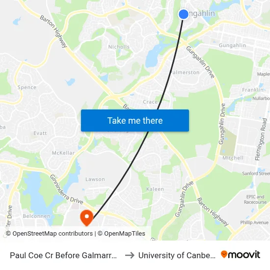 Paul Coe Cr Before Galmarra St to University of Canberra map