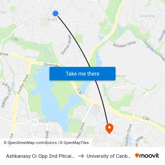 Ashkanasy Cr Opp 2nd Pitcairn St to University of Canberra map