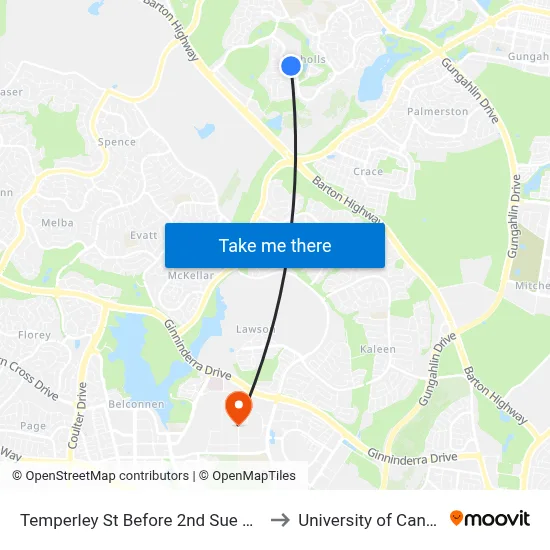 Temperley St Before 2nd Sue Geh Cct to University of Canberra map
