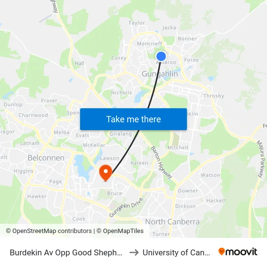 Burdekin Av Opp Good Shepherd Ps to University of Canberra map