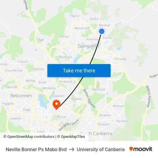 Neville Bonner Ps Mabo Bvd to University of Canberra map