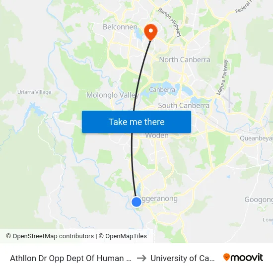 Athllon Dr Opp Dept Of Human Services to University of Canberra map