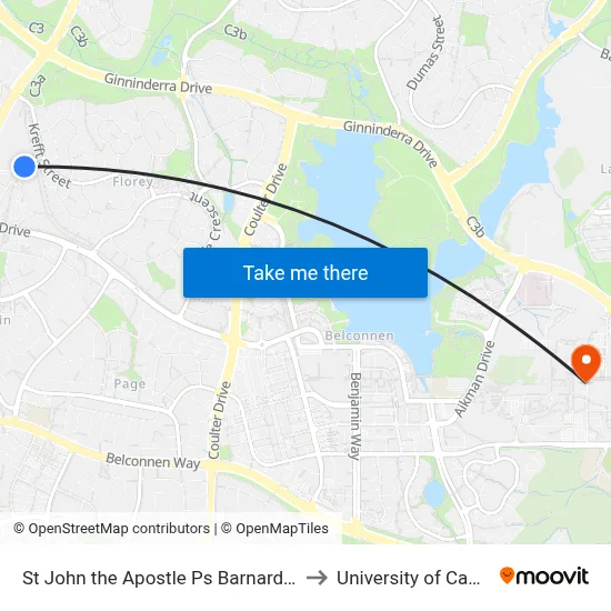St John the Apostle Ps Barnard Cct Sso to University of Canberra map