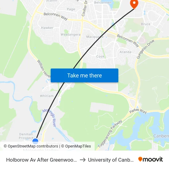 Holborow Av After Greenwood St to University of Canberra map