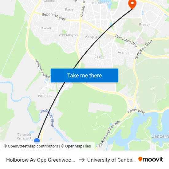 Holborow Av Opp Greenwood St to University of Canberra map