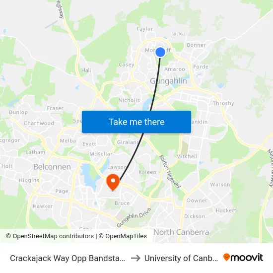 Crackajack Way Opp Bandstand St to University of Canberra map