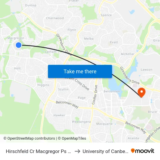 Hirschfeld Cr Macgregor Ps Sso to University of Canberra map