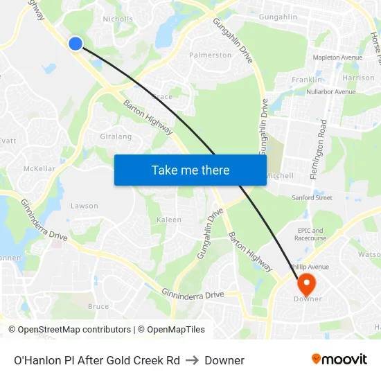 O'Hanlon Pl After Gold Creek Rd to Downer map