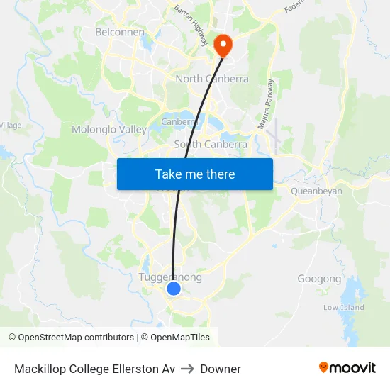 Mackillop College Ellerston Av to Downer map