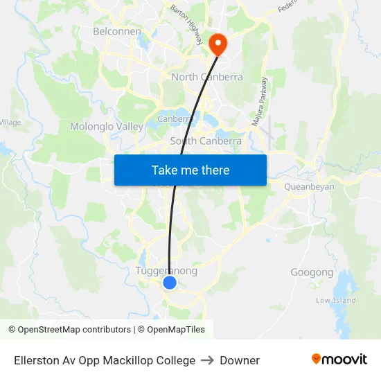 Ellerston Av Opp Mackillop College to Downer map